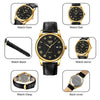 SKMEI 9058 Multifunctional Outdoor Fashion Waterproof Gold Shell Quartz Wrist Watch(Men Style Black Face Black Strap)