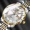 BINBOND B2077 30M Waterproof Quartz Luminous Watch Butterfly Buckle Men's Steel Belt Watch(Full-gold-Gold)