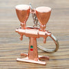 Mini Metal Keychain Coffee Utensils Decorative Pendant, Style: Dual-Head Bean Grinder Rose Gold
