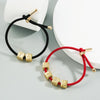 English Letter Beads Bracelet Brass Micro-inlaid Couple Red String Pull DIY Bracelet Jewelry, Style:Red Rope