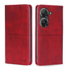 For Asus Zenfone 9 Cow Texture Magnetic Horizontal Flip Leather Phone Case(Red)
