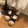 Sloppy Platform Suede Sandals, Shoes Size:38(Khaki)