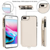 For iPhone 8 Plus / 7 Plus Double Flap Zipper RFID Leather Phone Case with Short Lanyard(White)