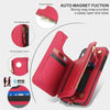 For iPhone 13 Pro Double Flap Zipper RFID Leather Phone Case with Short Lanyard(Red)