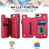 For iPhone 8 Plus / 7 Plus Double Flap Zipper RFID Leather Phone Case with Short Lanyard(Red)