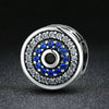 S925 Sterling Silver Beads Personality Inlaid Blue Eyes Round Bracelet Accessories Beads