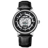 BINBOND B7872 Multifunctional Hollow Luminous Waterproof Quartz Watch, Color: Black Leather-White-Black