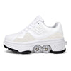 DF09 Children Runaway Sports Shoes Four-wheel Retractable Roller Skates, Size:38(White)