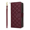 For Samsung Galaxy S25 Ultra 5G Crossbody Rhombic Zipper Tower Buckle Leather Phone Case with Lanyard(Wine Red)