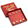 4pcs /Pack Christmas Gift Spoon Cartoon Fruit Fork Dessert Coffee Scoop, Style: D