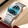 BINBOND B102 Dual-calendar Leisure Waterproof Luminous Quartz Watch, Color: White Steel-Green