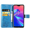 Lucky Clover Pressed Flowers Pattern Leather Case for ASUS ZB633KL, with Holder & Card Slots & Wallet & Hand Strap (Blue)