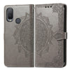 For Alcatel 1L 2021 Mandala Flower Embossed Horizontal Flip Leather Case with Holder & Three Card Slots & Wallet & Lanyard(Gray)