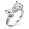 Female Fashion Lovely Bowknot Design Zircon Ring, Ring Size:8