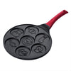 Seven-hole Breakfast Pan Multifunctional Flat Bottom Frying Pan Non-stick Egg Dumpling Pan(Black Animal Pattern)