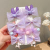 Sweet Coloured Bow Hair Clip Set Mesh Duckbill Clip Headpiece(Purple)