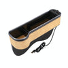 Car Central Control Seat Gap Storage Box with Dual USB Ambient Lights, Color: Suede Khaki Principal Driver