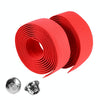 1 Pair Cycling Road Bike Sports Bicycle Cork Handlebar Tape Wrap + 2 Bar Plug(Red)