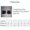 Europe and America Style Punk Gothic Retro Black Onyx Gemstone Men Titanium Steel Ring, US Size: 11, Diameter: 20.7mm, Perimeter: 65mm(Gold)