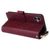 For Samsung Galaxy A06 4G 9-Card Slots Zipper Wallet Bag Leather Phone Case(Wine Red)