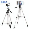 Live Broadcast Tripod 3-Section Folding Legs Aluminum Alloy Tripod Mount with U-Shape Three-Dimensional Tripod Head & Phone Clamp for DSLR & Digital Camera, Adjustable Height: 47.5-133cm