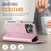 For iPhone 14 Pro AutSpace A11 Side Buckle MagSafe Magnetic RFID Phone Leather Case(Rose Gold)