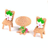 2 Sets Doll House Miniature Furniture Table and Chair Set Children Toys Gifts