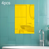 4pcs 30cm x  20cm Right Angle Models Rectangle Acrylic Mirror Stereo Wall Stickers(Gold)