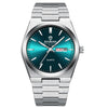 BINBOND B102 Dual-calendar Leisure Waterproof Luminous Quartz Watch, Color: White Steel-Green