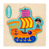 10 PCS Children Educational Animal Three-Dimensional Wooden Puzzle Toy(Steamship)