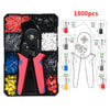 1800pcs /Set Tube-Type Cold-Pressed Terminal Block Crimping Pliers Plastic Box Set