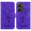 For Asus Zenfone 9 Butterfly Rose Embossed Leather Phone Case(Purple)