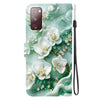 For Samsung Galaxy S20 FE Crystal Texture Colored Drawing Leather Phone Case(Jade Flowers)