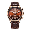 Ochstin 5043G Multifunctional Waterproof Leather Strap Quartz Watch(Coffee+Rose Gold+Coffee)