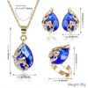 3 in 1 Women Beautiful Peacock Crystal-like Necklace Ring Earrings Jewelry Set