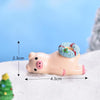 5pcs Christmas Cute Micro Landscape DIY Bonsai Decoration Snowscape Ornament, Style: No.21 Lying Pork