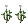 Cactus Alloy Retro Earrings With Colored Rhinestones(Green)