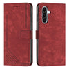 For Samsung Galaxy A36 5G Skin Feel Stripe Pattern Leather Phone Case with Long Lanyard(Red)