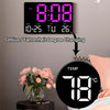 Large Display Led Digital Clock 5 Modes Brightness Adjustable Temperature Mute Electronic Clock(Orange Red Double Color)