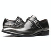 Pointed British Style Men Leather Shoes Buckle Low Heel Shoes, Size:47(Tin Grey)