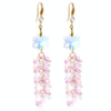 E2204-5 Pink Transparent Scattered Natural Crystal Handmade Earrings Zircon Long Earrings