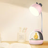 LED Cartoon Table Lamp Dormitory Bedside Eye Protection USB Children Reading Night Light(Yellow)