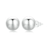 S925 Sterling Silver Platinum Plated Spherical Women Earrings, Size: M