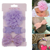 3 in 1Children Bow Flower Headband Hair Band Hair Ring Read Tiara(Light purple)