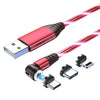 3 in 1 2.4A USB to 8 Pin + Micro USB + USB-C / Type-C 540 Degree Bendable Streamer Magnetic Data Cable, Cable Length: 1m (Red)