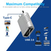 2 PCS SBT-148 USB-C / Type-C Male to USB 3.0 Female Zinc Alloy Adapter(Space Silver)
