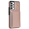 For Samsung Galaxy A52 4G / 5G / A52s 5G Three Fold Card Bag Phone Case with Long Lanyard(Rose Gold)