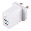 3A Max Output USB-PD + Dual QC3.0 USB Ports Travel Fast Charger, UK Plug
