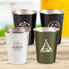 4 PCS / Set Outdoor Picnic Stainless Steel Cup With Storage Bag+Silicone Holder (Dark Blue)
