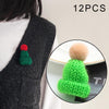 12PCS Cute Mini Knitted Hairball Hat Brooch Sweater Pins Badge(Light green)